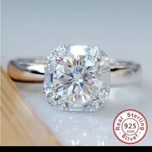 Neiman Marcus9.25 Sterling Silver Ring with Moissanite Gemstone